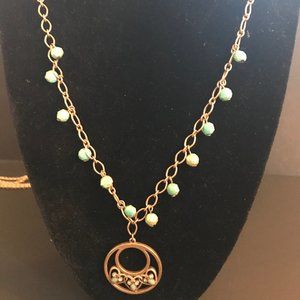 Gold Toned Necklace with Turquoise Beads
